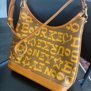 Rare Vintage Dooney & Bourke orange and Brown scribble doodle graffitti bag